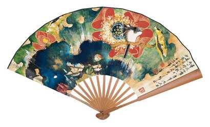 韩天衡 2004年作 荷花图 成扇